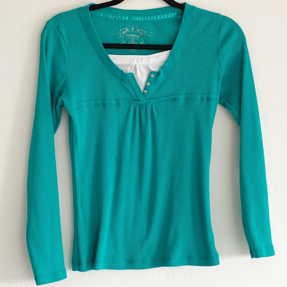 Arizona Split V Neck Long Sleeve Sweatshirt Green